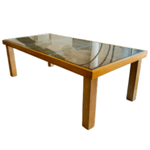 Mesa Rectangular en Mimbre con Vidrio